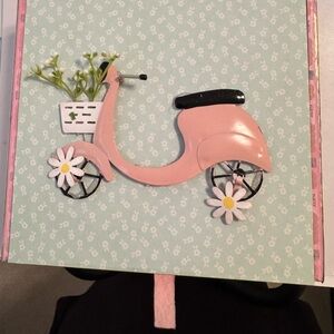 Pink Scooter Decorative Box with Floral Accents